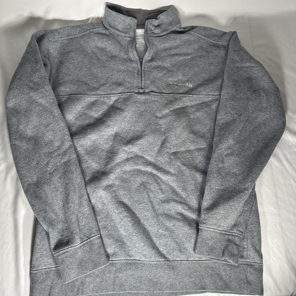 Columbia Sweatshirt Mens Size M Quarter Zip Gray Fleece Lined Soft Outdoor GREAT